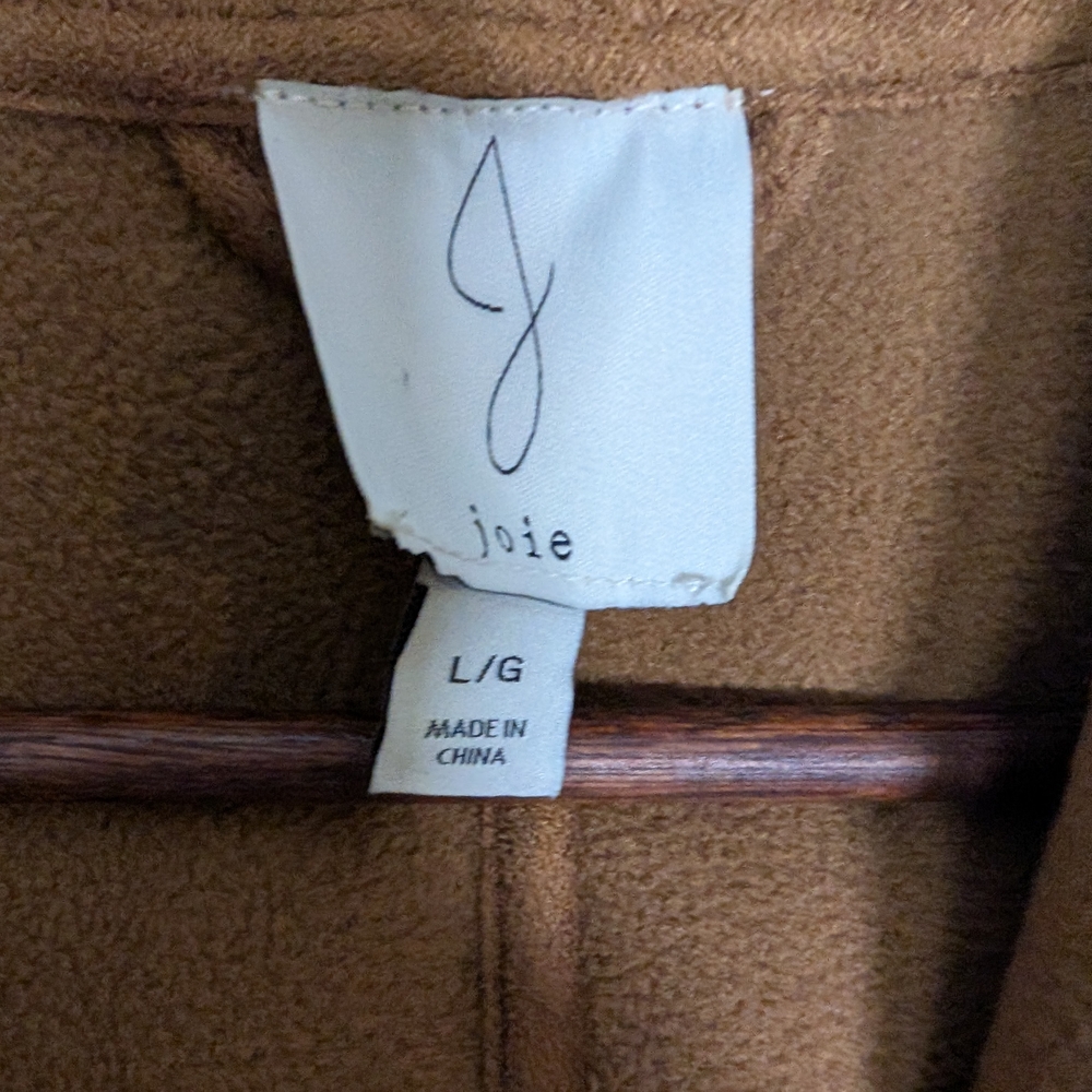 Joie Boucle Teddy Sherpa Hooded Open Cardigan Jacket Large Soft Camel Brown - Picture 3 of 10